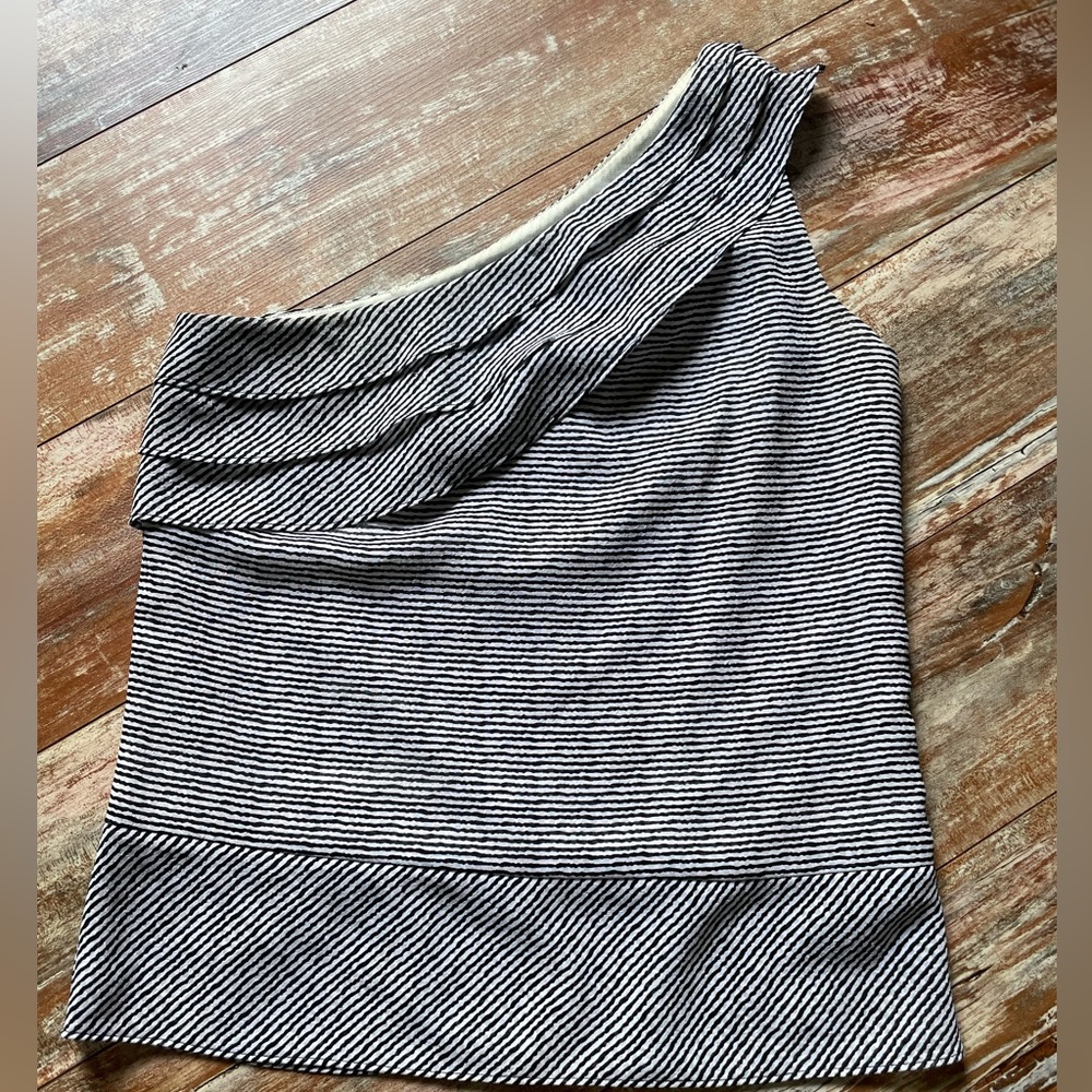 The Limited, stripped one shoulder shirt